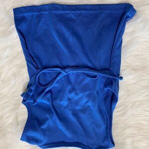 Sleeveless tee for Girl Size 7 Blue with shirred front and tie in back